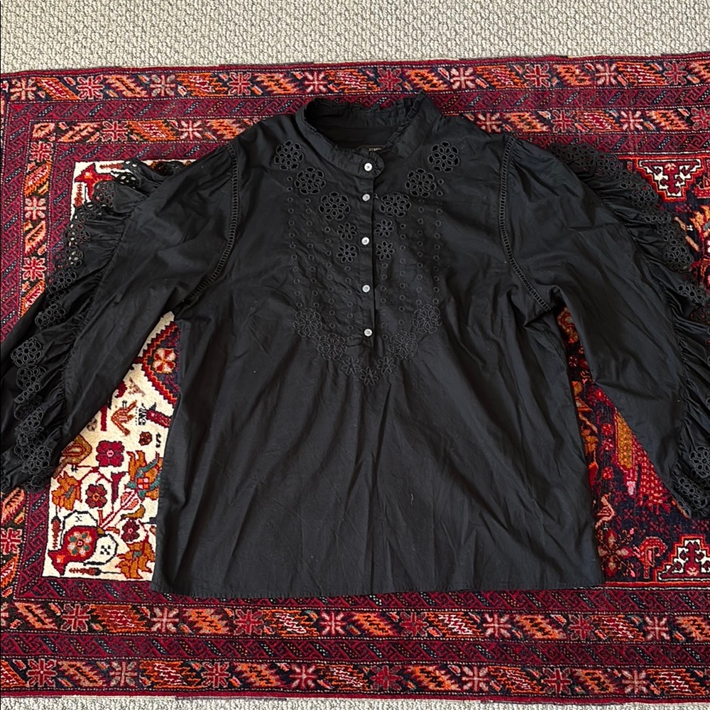 Black Embroidered Women's Top